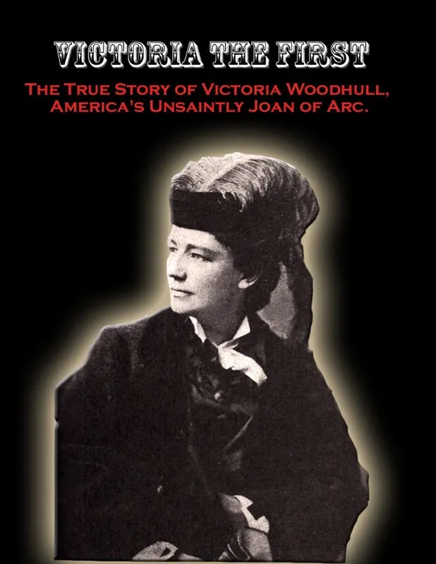 Poster for the documentary Victoria the First, a sepia portrait of Victoria Woodhull