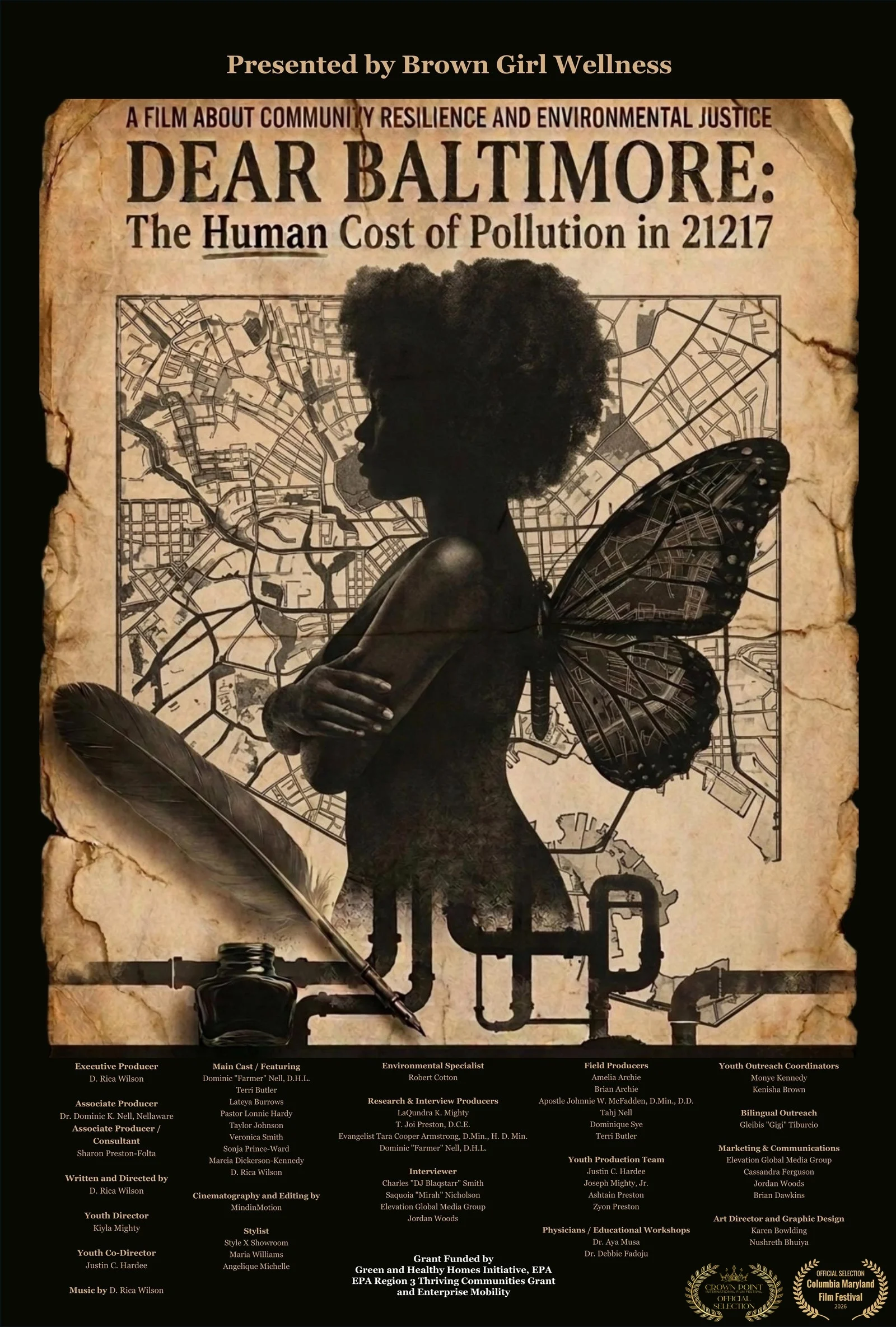 Poster for the film Dear Baltimore: The Human Cost of Pollution in 21217