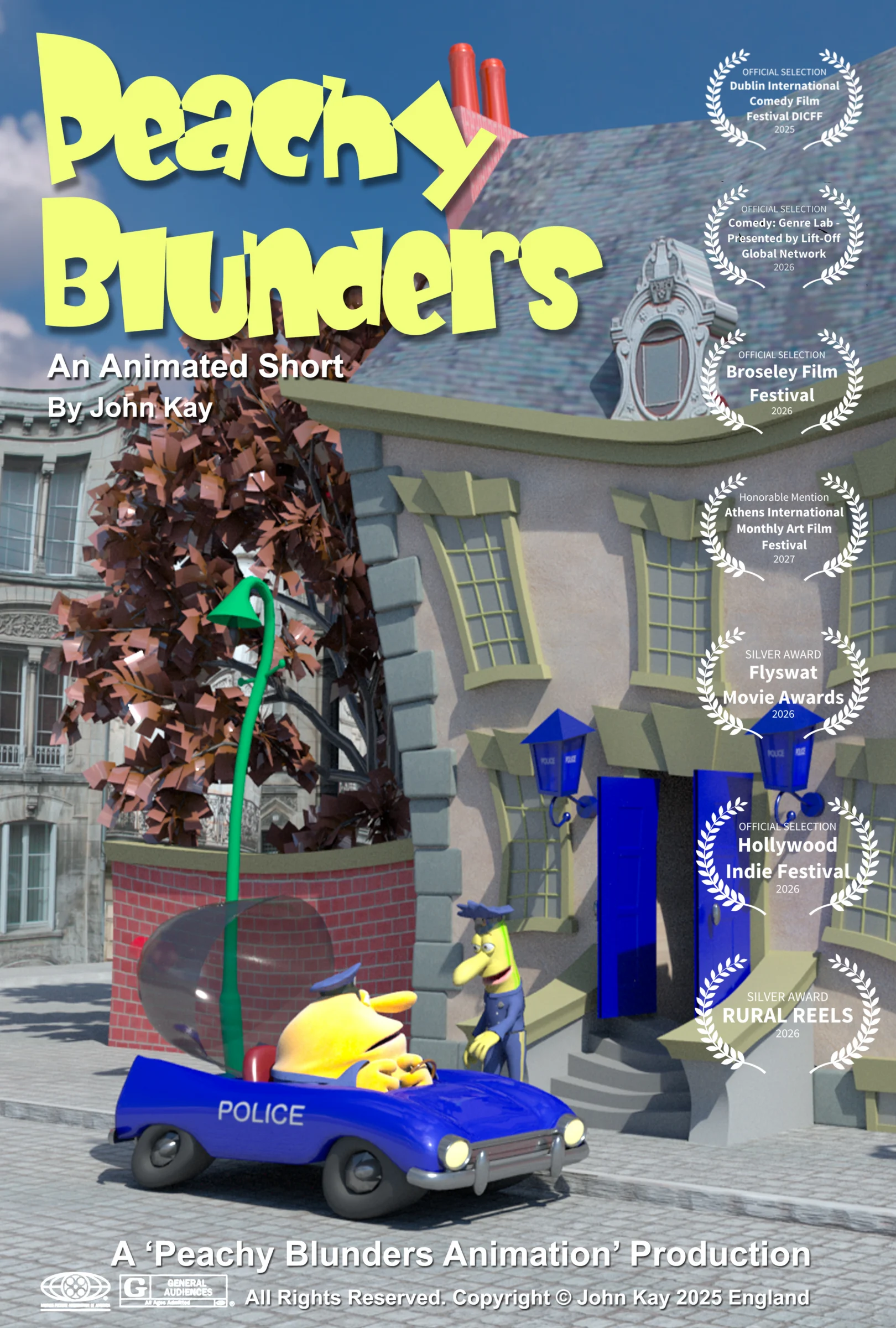 Poster for the animated short Peachy Blunders